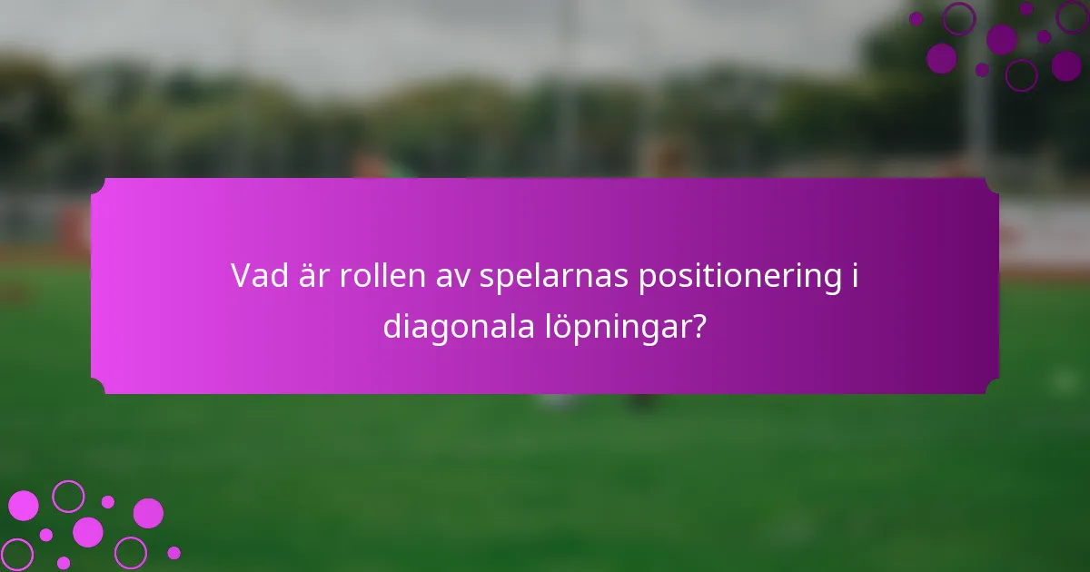 Vad är rollen av spelarnas positionering i diagonala löpningar?